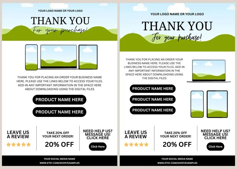 18 Editable Thank You Page Templates for Canva | Shop Thank You Bundle | Mockup gallery