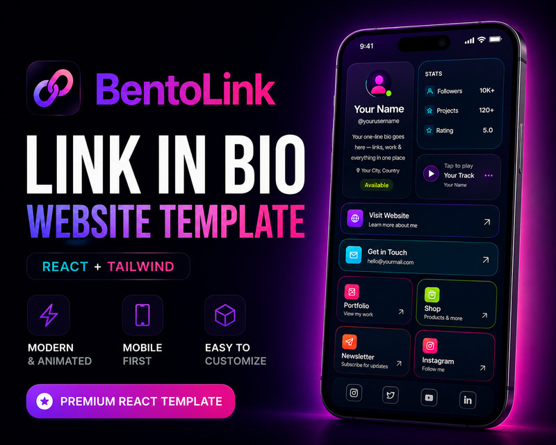 Premium Personal Branding Hub — Bento-Style Link-in-Bio Landing Page Fully Setu