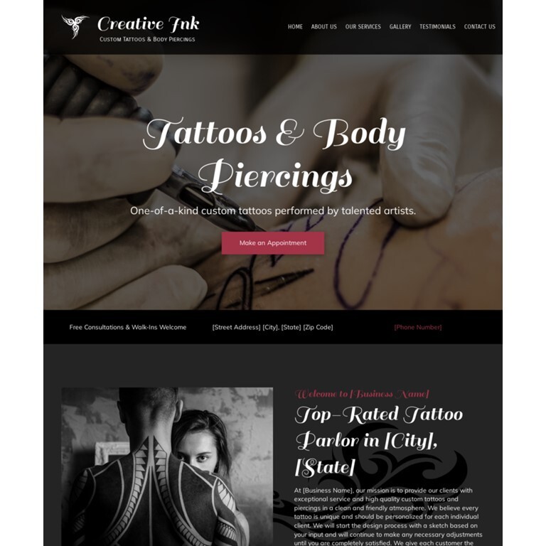 Tattoo Parlor Customized Business Website *SEE FULL DESCRIPTION*