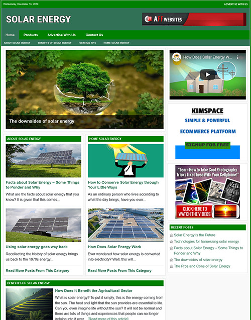 SOLAR ENERGY TIPS Website Business For Sale -Work From Home Business Opportunity