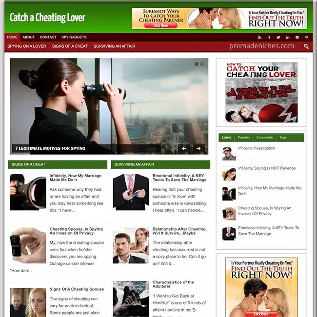 Professional Catch a Cheating Spouse Niche Website – Pre Made Affiliate Blog