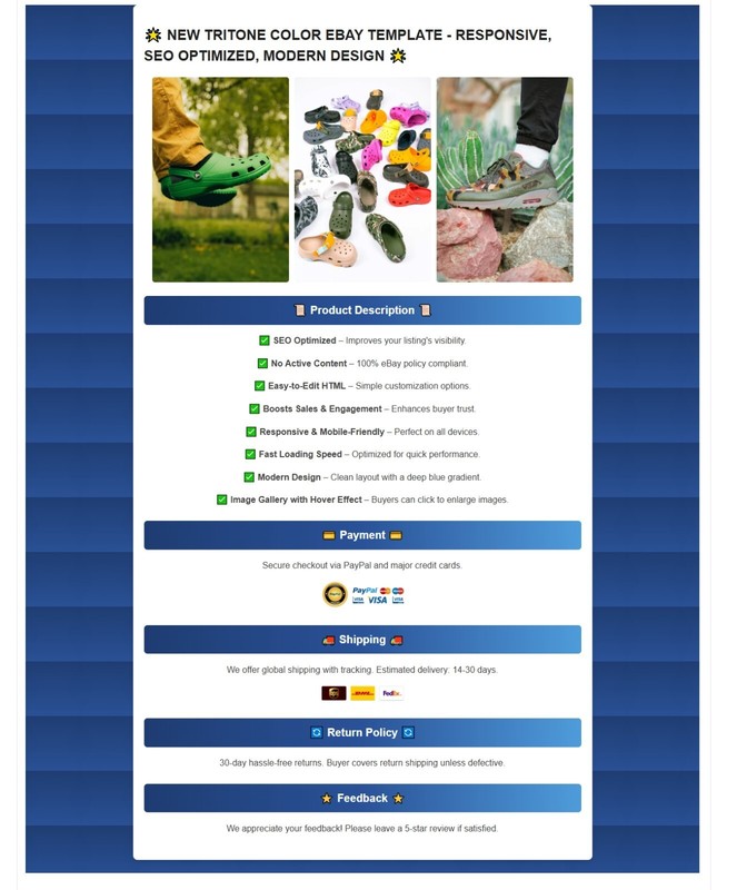 New Tritone Color eBay Template – Responsive, SEO Optimized, Modern Design