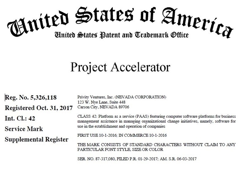 USPTO Trademark – “Project Accelerator” – Supplemental