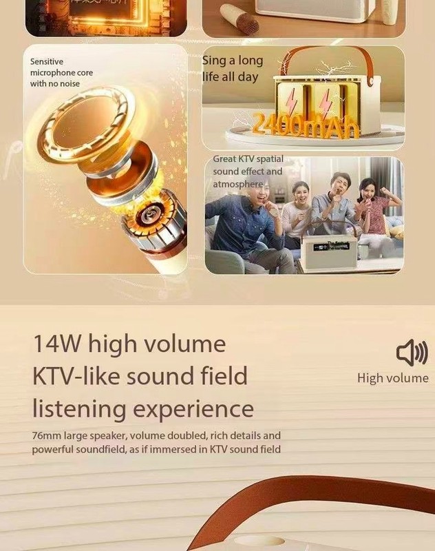 Display lyrics karaoke microphone speaker integrated home Bluetooth speaker gallery