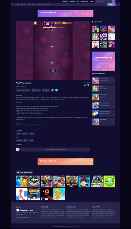 GameCloud - HTML5 Web Game Portal CMS | PHP Gaming Website Project + Support gallery