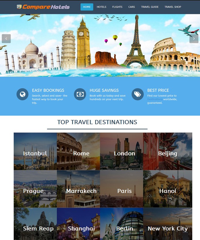 HOTEL, FLIGHT & CAR RENTAL Affliate WebSite + Free Hosting