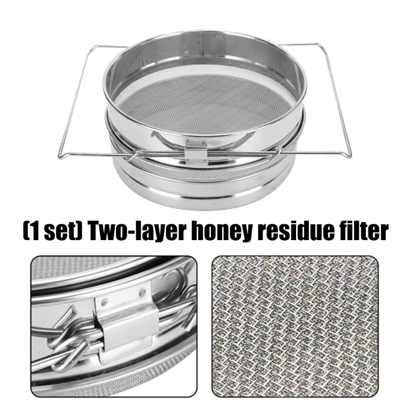 Grade Rustproof Double Mesh Honeys Strainer Beekeeping Tool Stainless Steel gallery