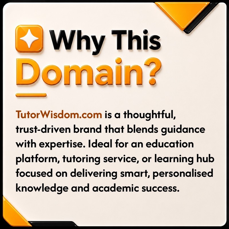 TutorWisdom.com Education Tech AI Learning Marketing .COM Domain. GD Value $1.2k gallery