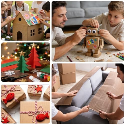 Corrugated Cardboard Roll 66 x 17 Inch Thick Paper for Shipping Packing DIY Craf gallery