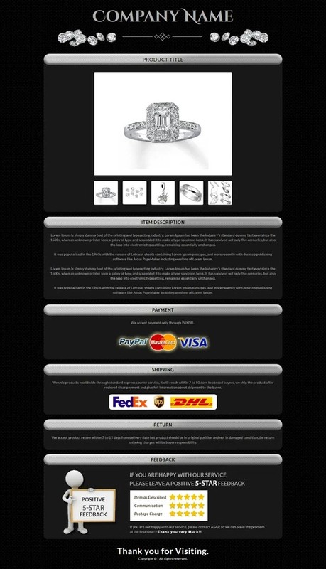 eBay Templates, Auction Mobile Responsive html Templates 2026 Ready for Jewelry