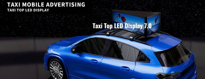 Taxi LED smart screen. Advertising. Taxi solution. Business.