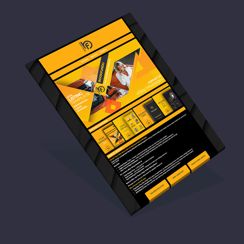 HTML eBay Listing Template & Store Branding | Dark Theme | Car & Automotive gallery