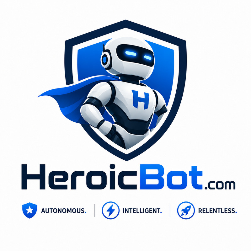 HeroicBot .com Brandable Business DOMAIN NAME FOR SALE. Robotics, Bots, Tech.