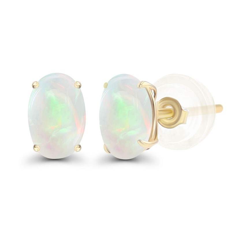 Solid 14K Gold 7x5mm Oval Genuine Birthstone Stud Earrings For Women | Hypoal…