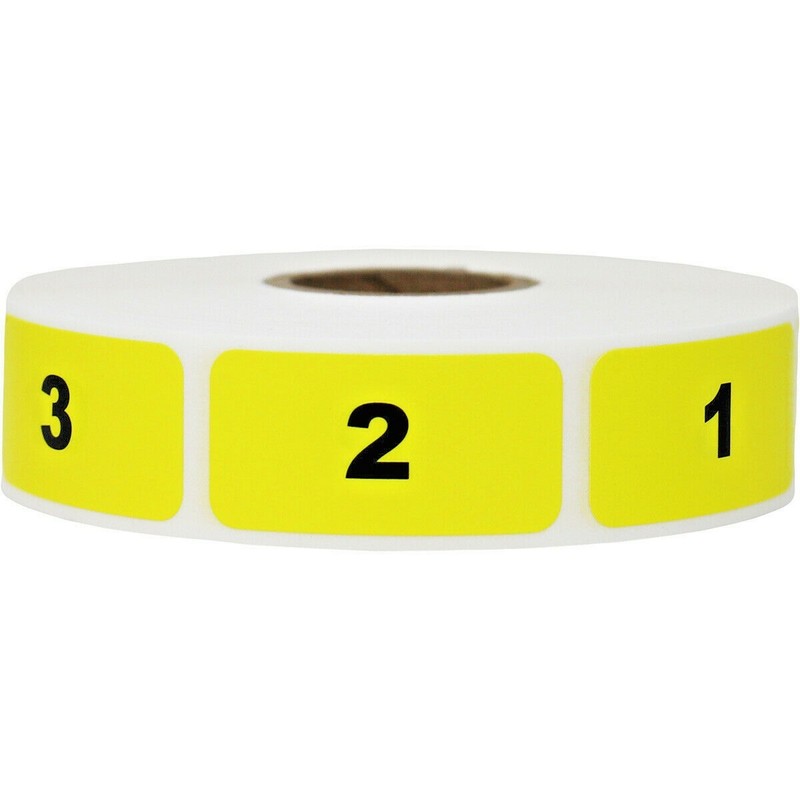 Yellow & Black Consecutive Number Inventory Labels 1 - 1000 | .75 x 1.5" inch