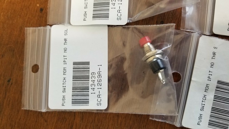 PUSH SWITCH MOM 1P1T NC THR SOL 7MM RED CAP - 10$ LOT OF 9 NEW gallery