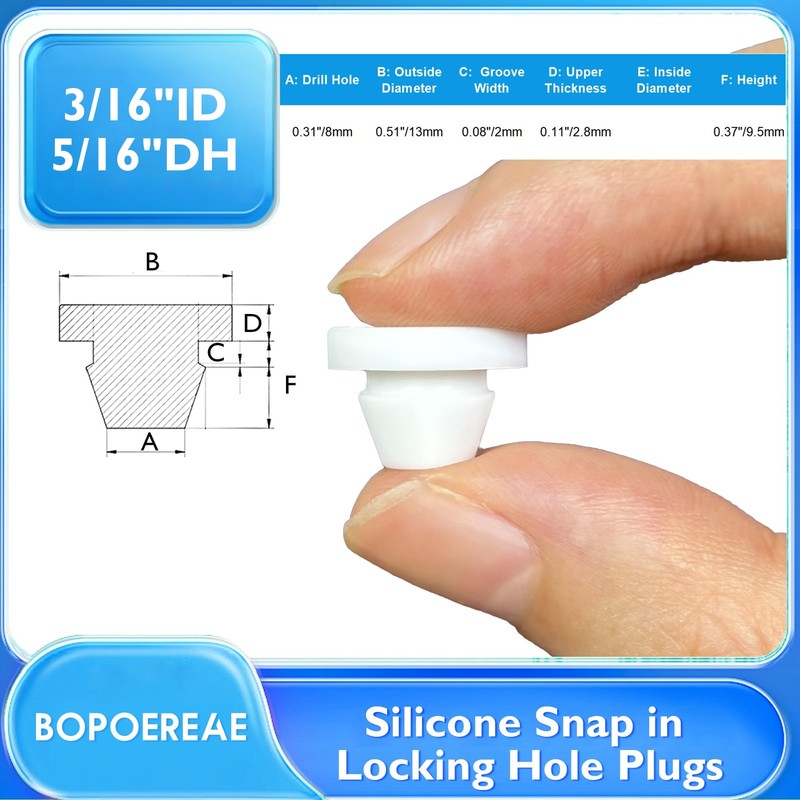 8mm Silicone Rubber Hole Plugs Snap In White Waterproof Seal Caps Pack of 25 gallery