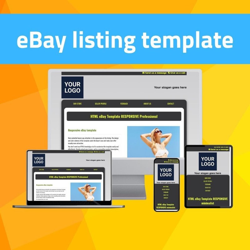 HTML eBay Template - RESPONSIVE Natural - grey/yellow - Editor included