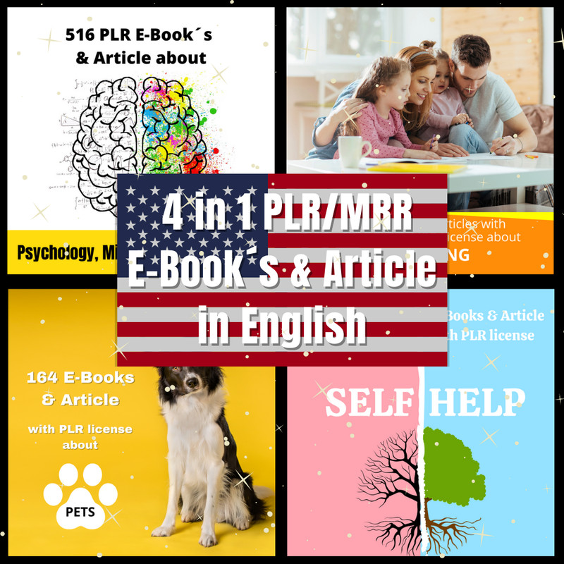 4 in 1 PLR/MRR e-book's & article in English, with license