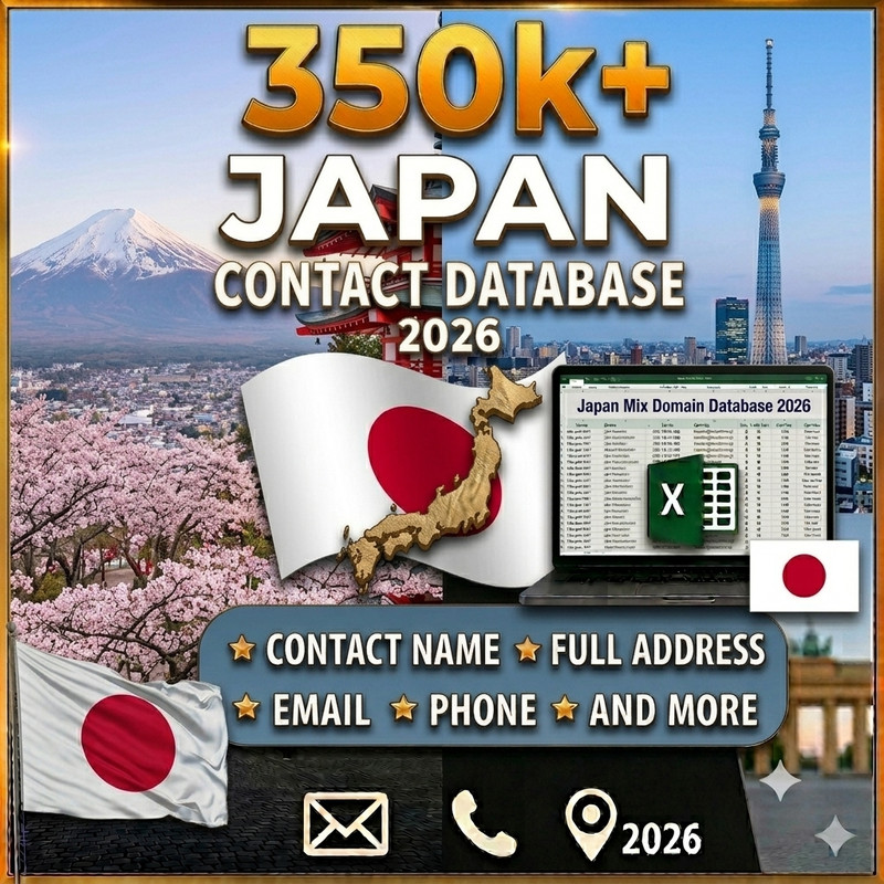 350K JAPAN Email Database list 2026 | Contact Leads (Digital Download)