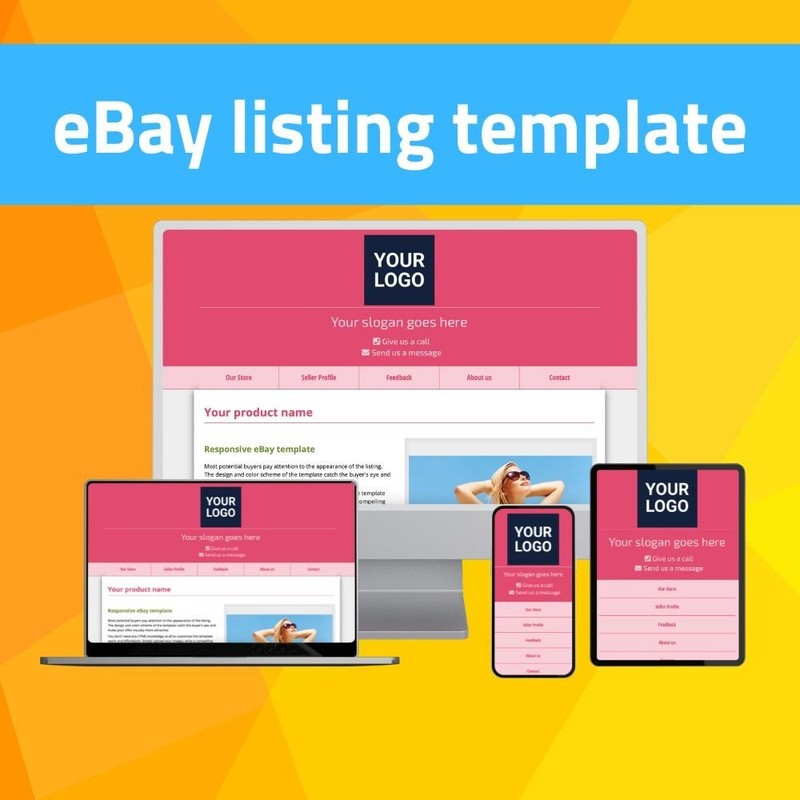eBay Template – Responsive modern – pink – Mobile Optimized + Editor