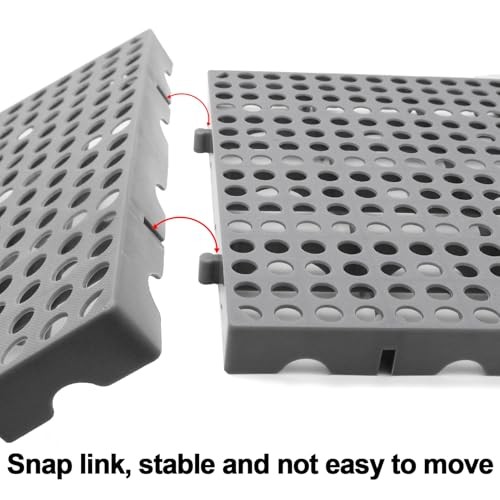 3-Pack Heavy Duty Plastic Pallets 11.8"x11.8" Stackable Grid Floor Storage Grey gallery