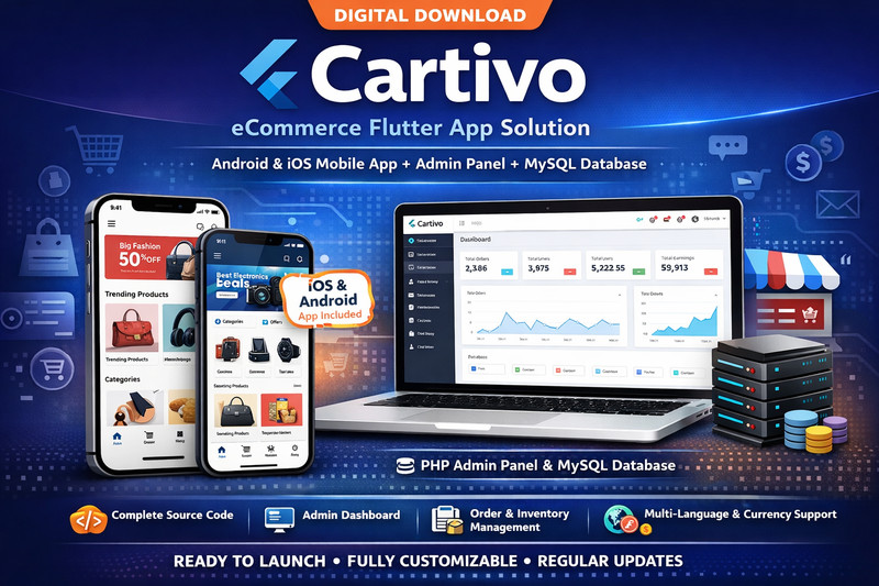 Cartivo – Complete Flutter eCommerce Mobile App | Android & iOS + Admin Panel