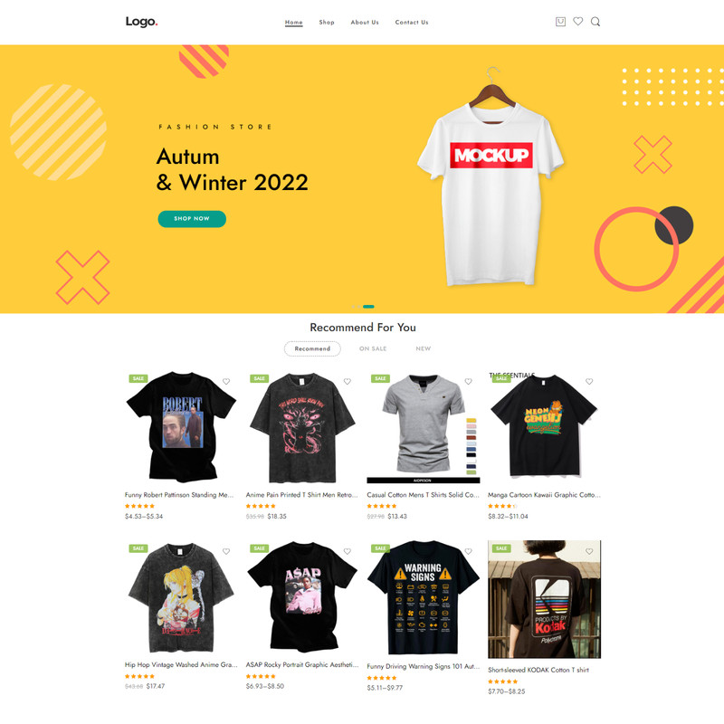 Dropshipping Website E-commerce Affiliate, Free Hosting+ Products, T-Shirts gallery