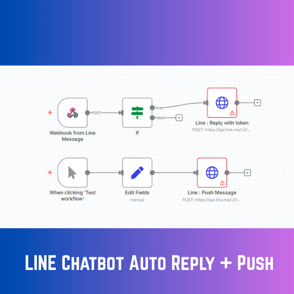 LINE Chatbot Auto Reply Push Messages AI Automation Workflows n8n JSON Templates