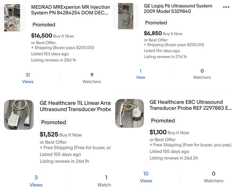 eBay Store For Sale Medical Surgical Equipment Device Parts 616 Active Listings