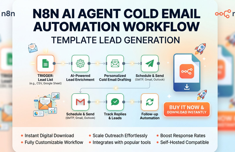 n8n AI Agent Cold Email Automation Workflow Template Lead Generation