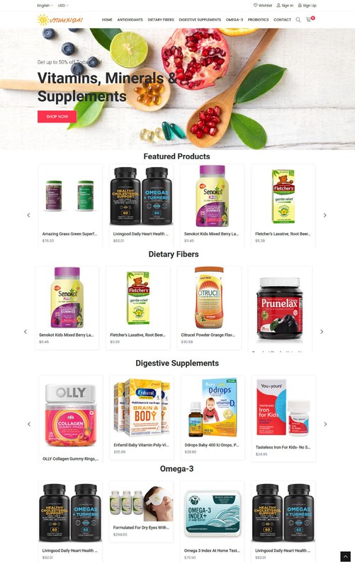 Vitamins & Supplements Store – Amazon Affiliate/Dropship Website