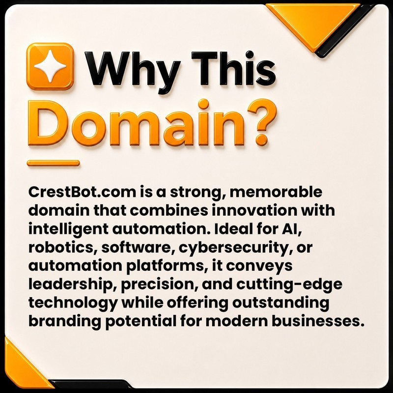 CrestBot .com AI Business Domain Name For Sale. Software. Tech. Robotics Startup gallery