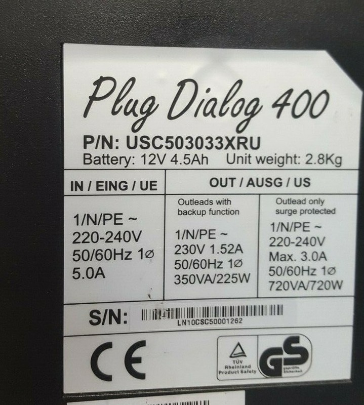 Riello UPS PLUG DIALOG 400 USC503033XRU (IN10S3) gallery