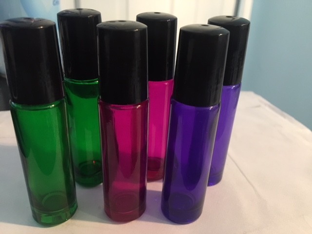 60 colored Stainless Steel Metal Roll on Glass Bottles Roller Ball 10ml 10 kits