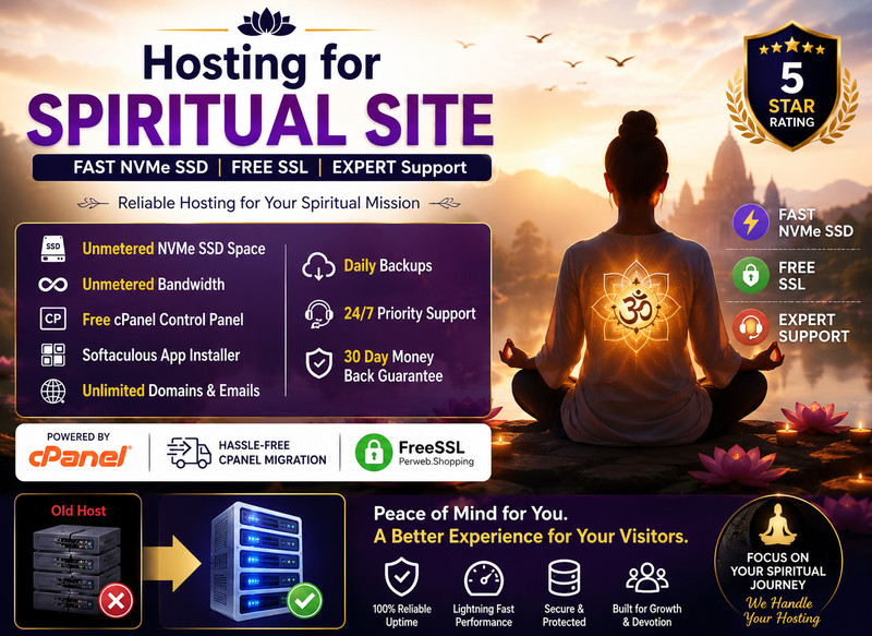 Hosting for Spiritual Site – 🕉️ Unlimited SSD + Free SSL + Support – $14.99/Yr