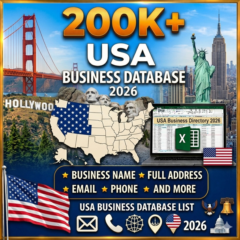 200K USA Business Email Database list | B2B Contact Leads (Digital Download)