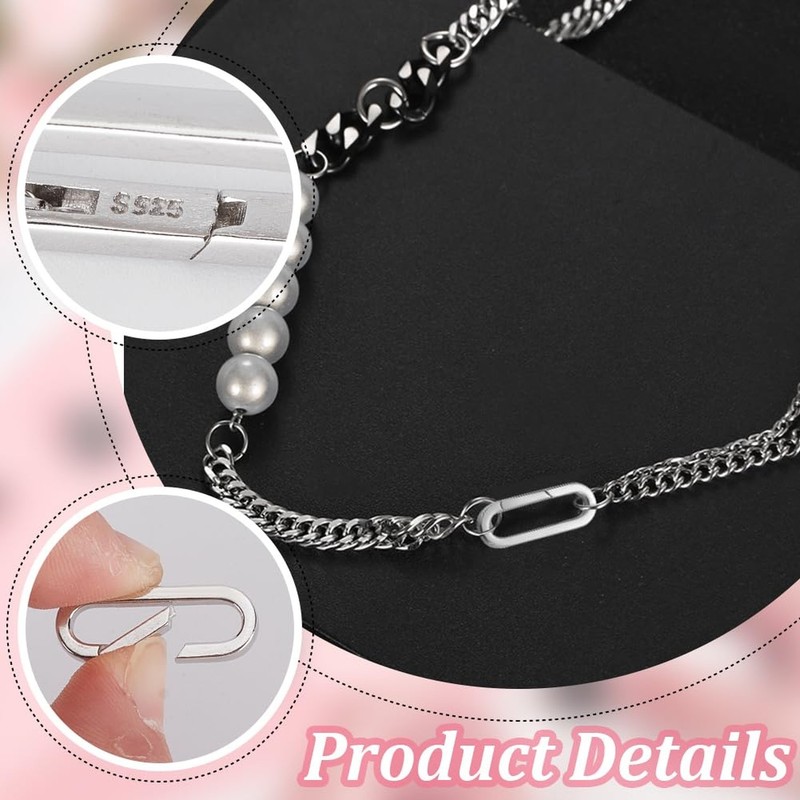 Beebeecraft 1 Box 2Pcs Spring Oval Ring Platinum Plated 925 Sterling Silver T... gallery