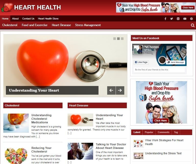 Heart Health Ready Made Blog Turnkey Niche WordPress Website Business for Sale