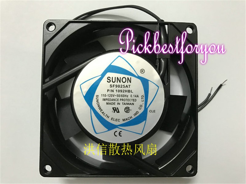 SUNON SF9025AT P/N1092HBL 110-120VAC 0.14A 92*92*25MM 2wire cooling fan #M80A QL