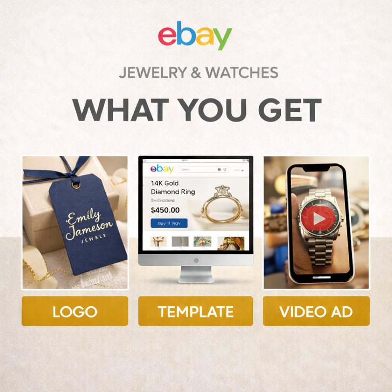 ebay listing template logo design and 60 sec video Jewelry & Watches Template