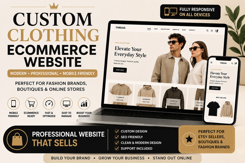 Custom Clothing Ecommerce Website Design Mobile Friendly Fashion Store