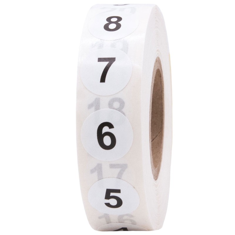 Consecutive Numbers 1-50 Labels | .5" Round | 20 Sets of 50 | 1000 Pack