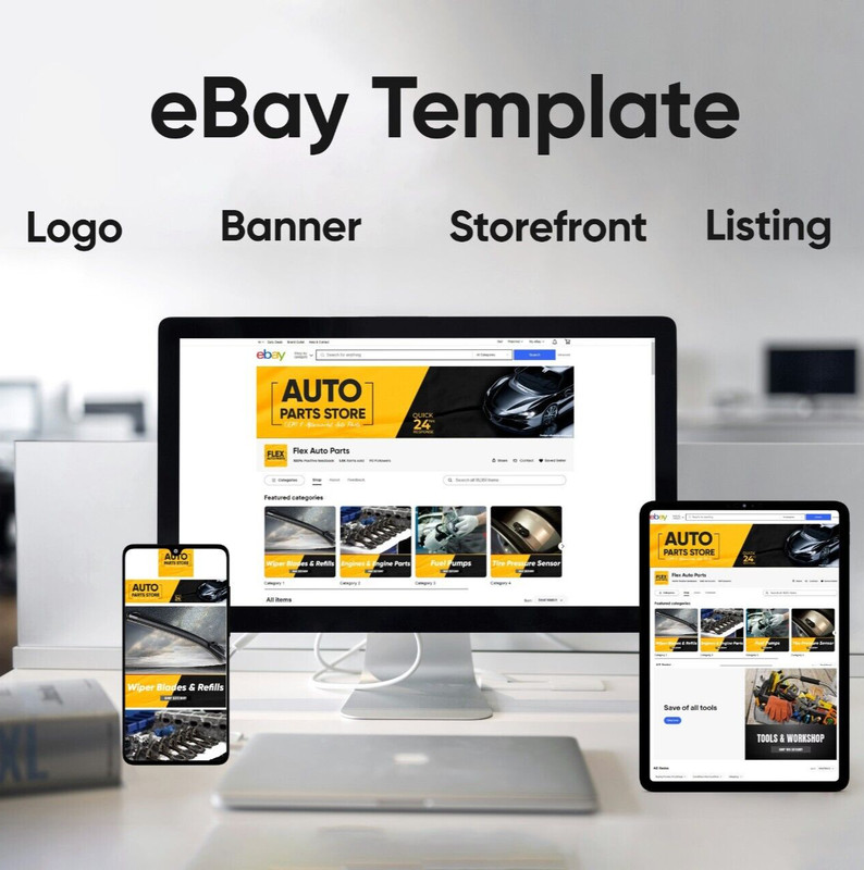 Custom 2026 eBay HTML listing ads template design modification.