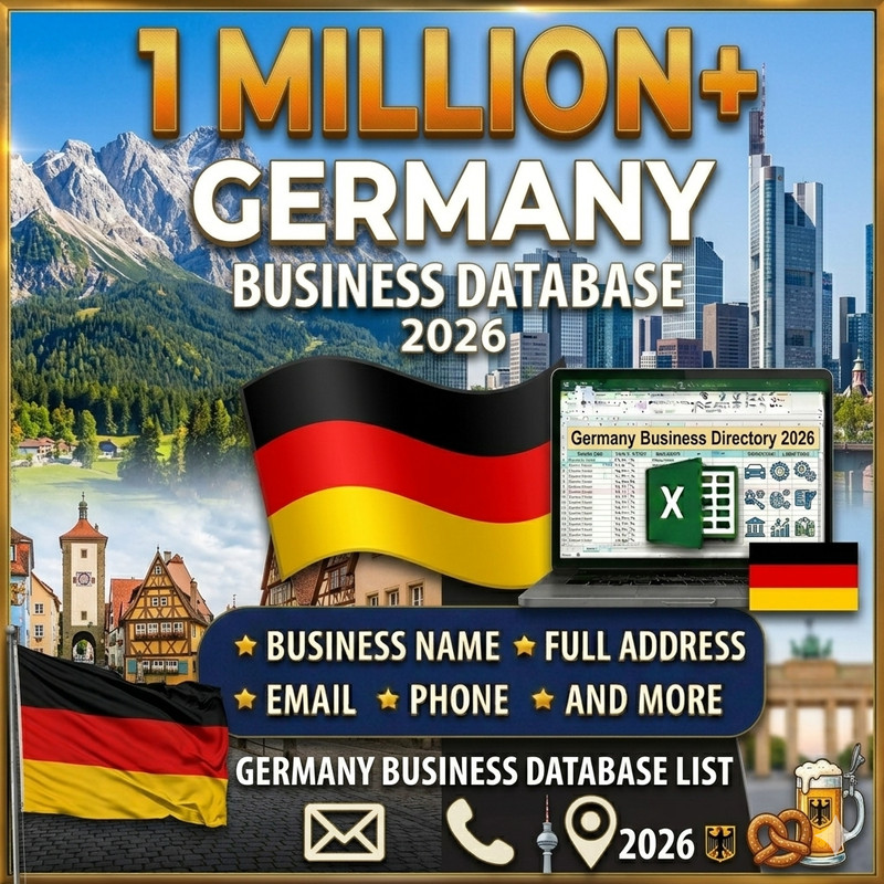 1Million Germany Business Email Database list – B2B Contact leads | Excel CSV