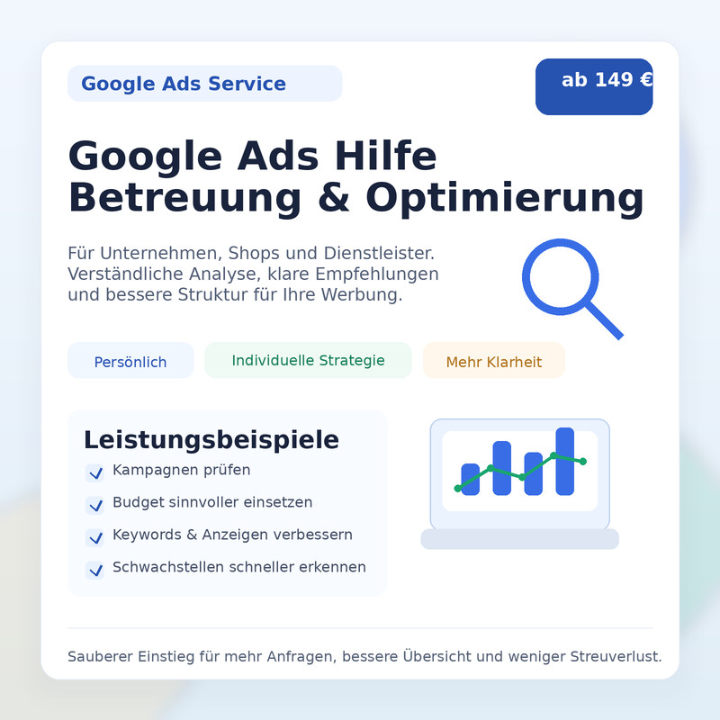 Google Ads Hilfe Betreuung Optimierung vom Google Partner
