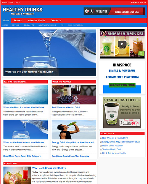 HEALTHY DRINKS Website Business For Sale – Work From Home Business Opportunity