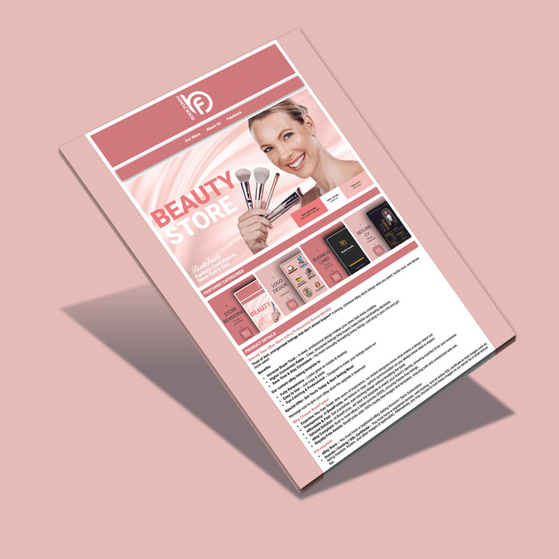 Minimalist eBay HTML Listing Template | Feminine Skincare & Cosmetics | Light