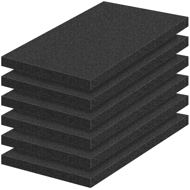 6 Pack Polyurethane Foam Sheets 16x12x1 Inch High Density Packing Cushion Insert