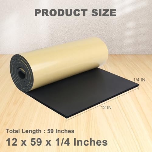 Neoprene Foam Sheet Adhesive 12x59x1/4 Inch Closed Cell Insulation Soundproof Pa gallery